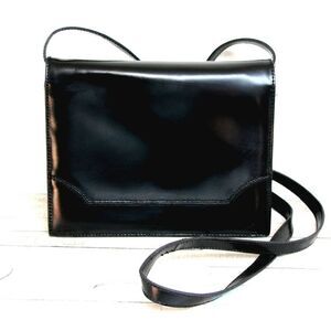 CRISTIAN Italy BLACK SMOOTH GENUINE LEATHER FLAP SHOULDER BAG CROSSBODY CLUTCH
